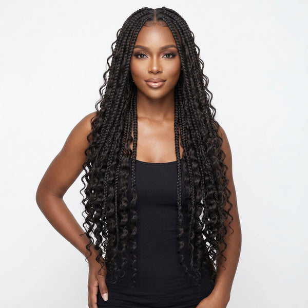 Deep Wave Boho Braids with Human Hair Blend