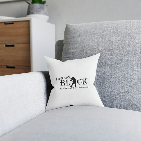 Experience BLACK Square Pillow - Pink Back